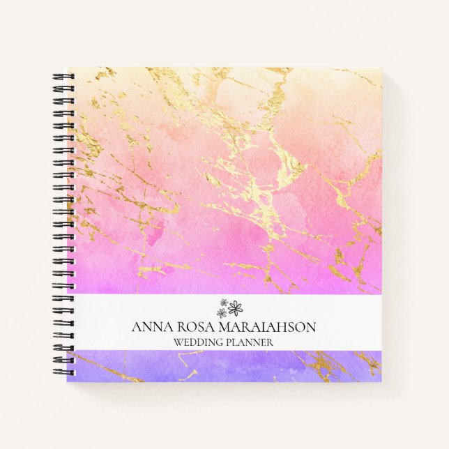 Carnet *~* Pastel Rose Peach Mariage Business Gold AP3  (Devant)