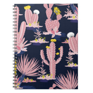 Carnet Pastel Seamless motif cactus vintages d'été