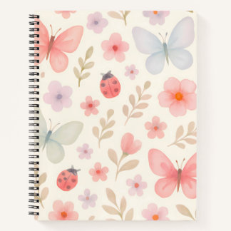 Carnet Pastel Spring Garden Motif - Papillons, Ladybu