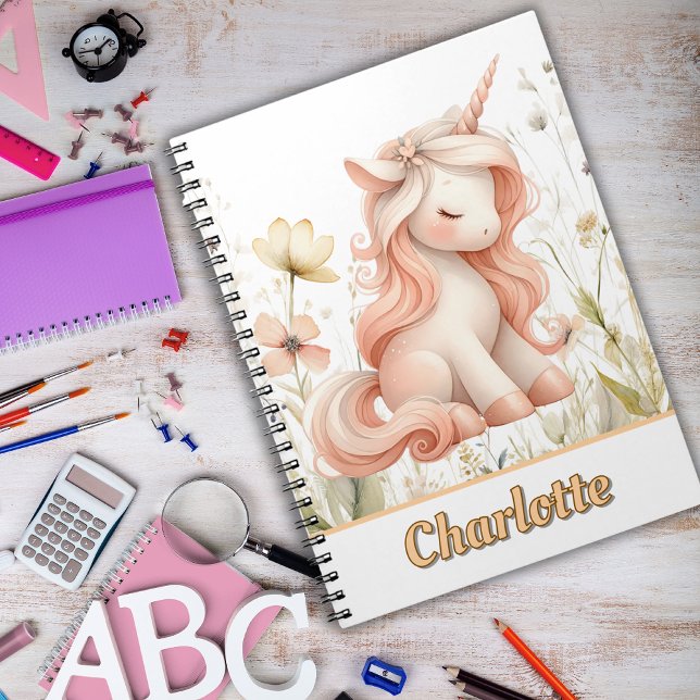 Carnet Pastel Whimsical unicorn fleur sauvage (Créateur téléchargé)