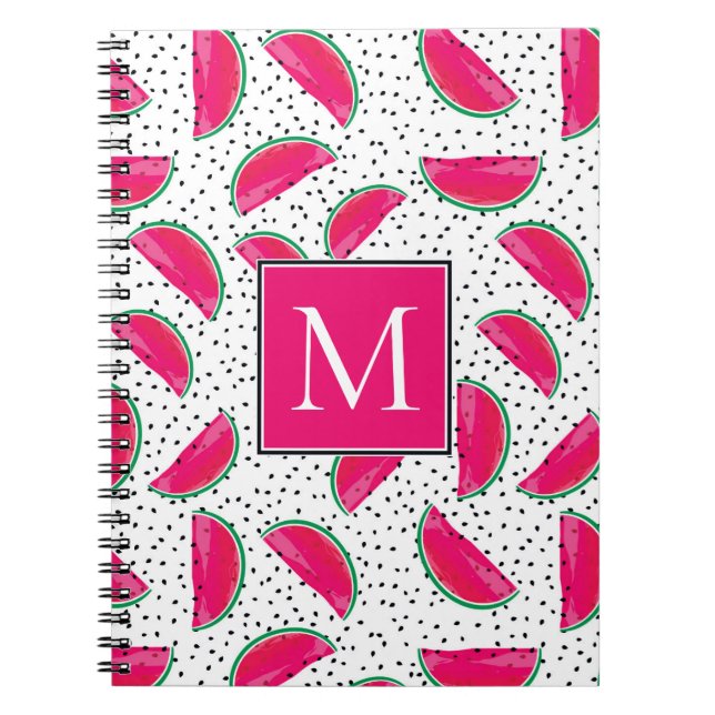 Carnet Pastèque au néon sur le motif de graines (Devant)