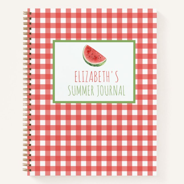 Carnet Pastèque d'été et carreaux rouge gingham (Devant)