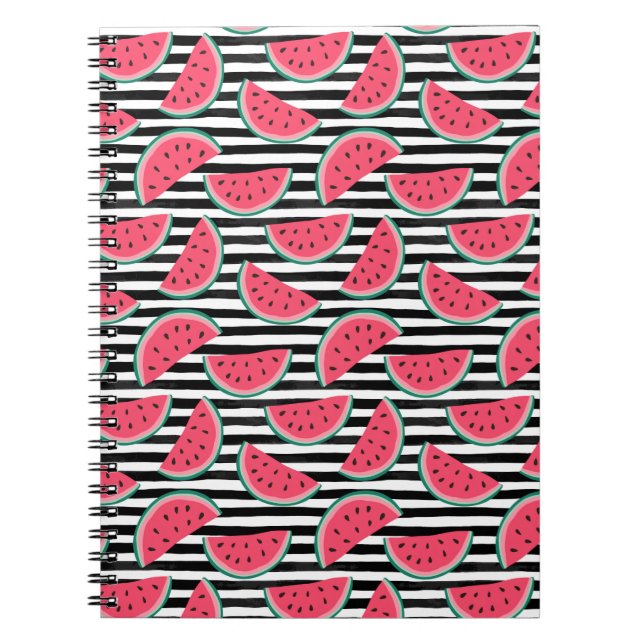 Carnet Pastèque douce sur les rayures noires et le motif (Devant)