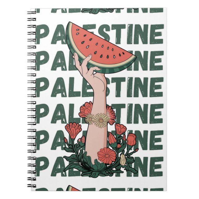 Carnet pastèque, fleurs et palestine Texte Répéter (Devant)
