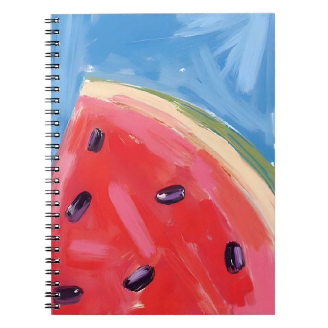 Carnet Pastèque rouge | Peinture de fruits à l'aquarelle (Devant)