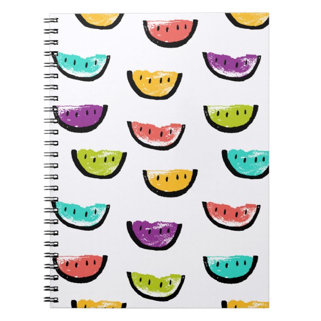 Carnet pastèques lumineuses : motif sans couture colorée. (Devant)