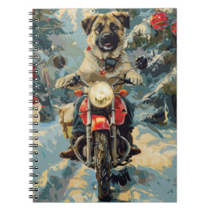 Carnet Pasteur anatolien Chien à cheval Moto Noël