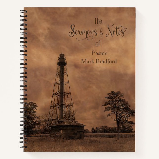 Carnet Pastor Sermons et Notes Old Lighthouse Hardcover (Devant)