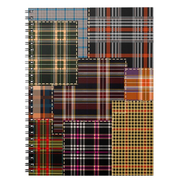 Carnet patchwork chercks motif, design tartan, surface (Devant)