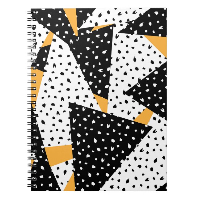 Carnet Patchwork de points minimaux : noir blanc jaune (Devant)
