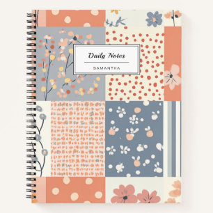 Carnet Patchwork floral romantique en rose et ivoire