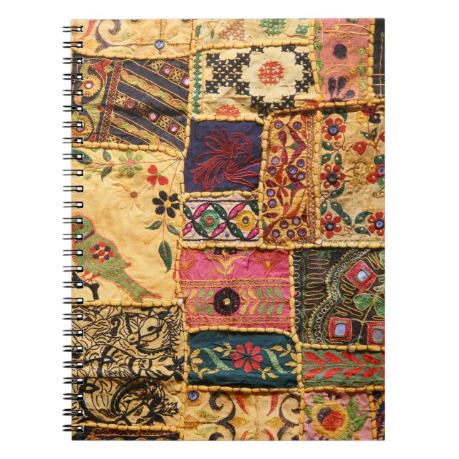 Carnet Patchwork indien : Tissu du marché de Hampi. (Devant)