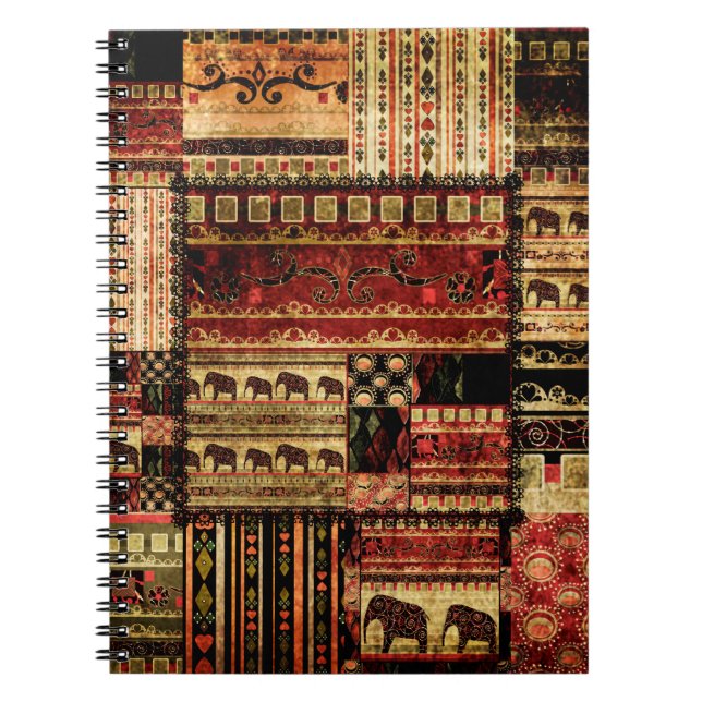Carnet Patchwork motif africain grunge imprimer arrière - (Devant)