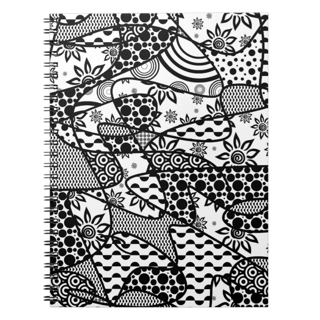 Carnet Patchwork motif noir et blanc 03 (Devant)