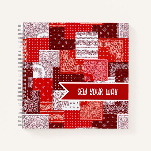 Carnet Patchwork personnalisé de couture de bandana motif (Devant)