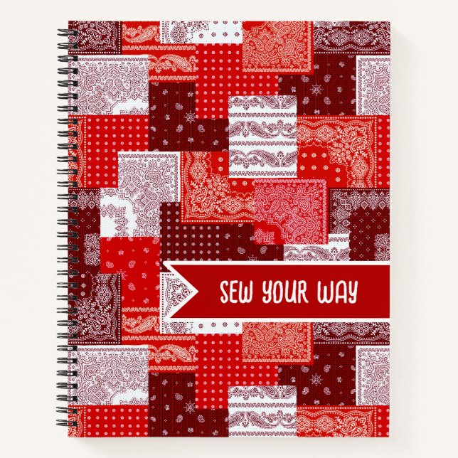 Carnet Patchwork personnalisé de couture de bandana motif (Devant)