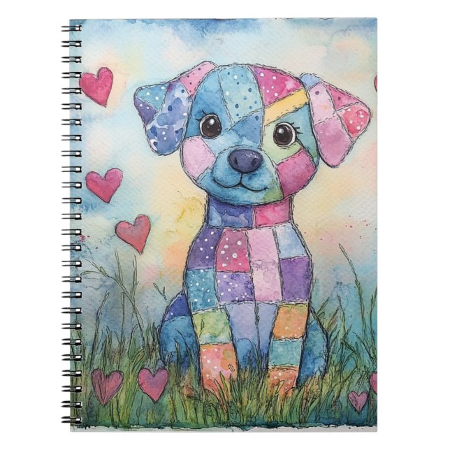 Carnet Patchwork Puppy Valentine (Devant)