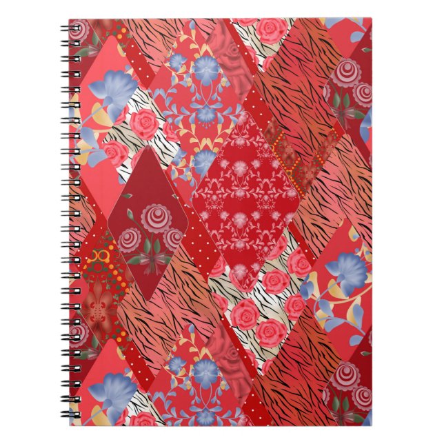 Carnet Patchwork, rouge, patchwork rouge (Devant)