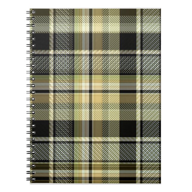 Carnet Pâte de tartan jaune-brun. (Devant)