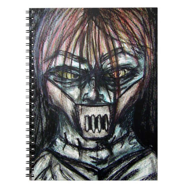 Carnet Patient muselé en camisole de force - Dessin au fu (Devant)