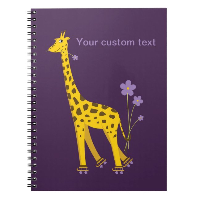 Carnet Patinage Violet Funny Giraffe Personnalisé (Devant)