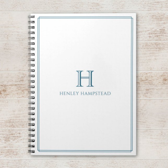 Carnet Patine Initiale Moderne Bordure Bleue (Créateur téléchargé)