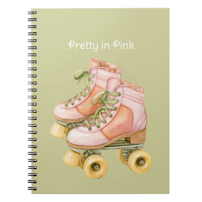 Carnet Patins à roulettes à lacets Rose Blush Vert (Devant)