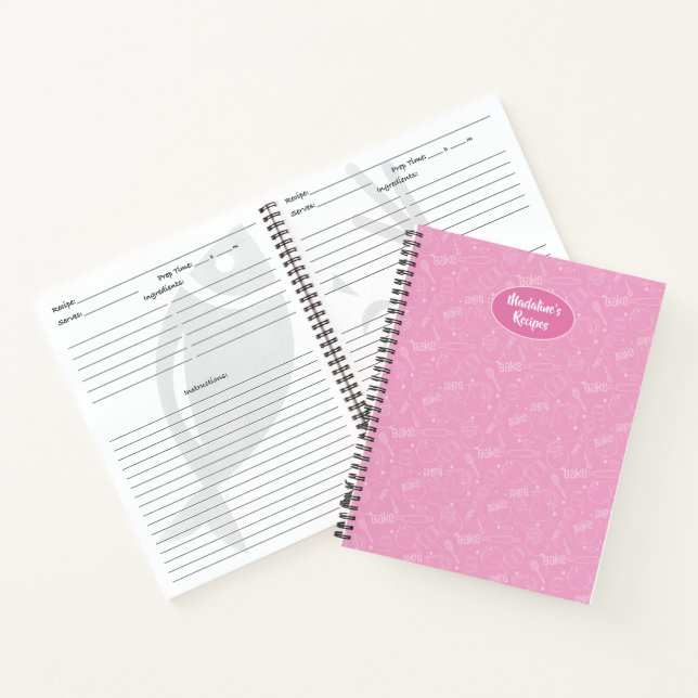 Carnet Pâtisserie Bakeware Ustensile rose Motif sans cout (Intérieur)