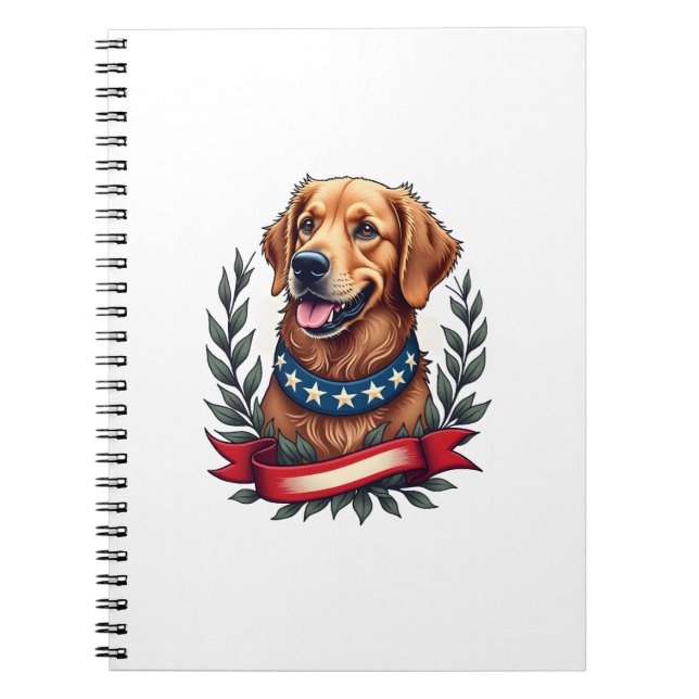 Carnet Patriotic Golden Retriever Americana Art Tee 2 (Devant)