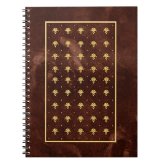 Carnet Pattern Leather Brown et Gold Damask