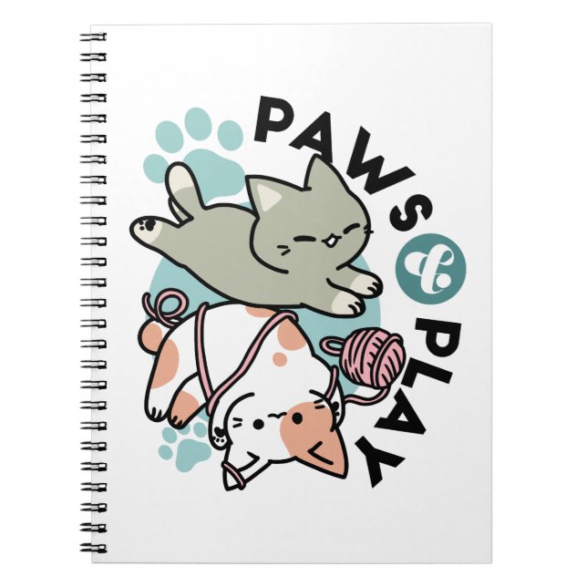 Carnet Pattes et Jeux – Illustration de Chat Adorable (Devant)