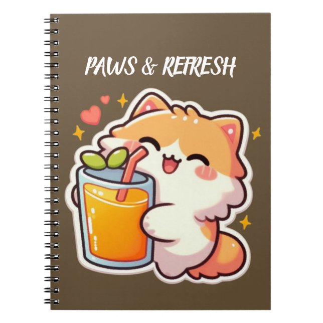 Carnet Pattes personnalisées et design de chat mignon Ref (Devant)