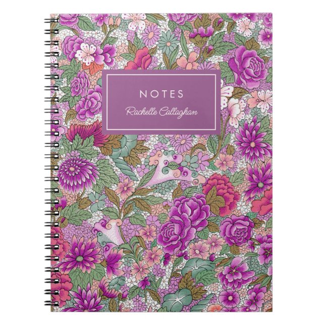 Carnet Patty Bold Floral Pattern Magenta Nom (Devant)