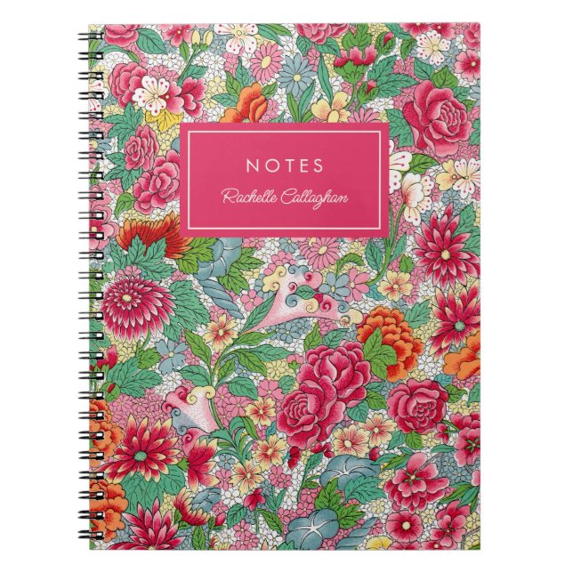 Carnet Patty Bold Floral Pattern Magenta Nom (Devant)