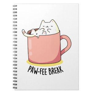 Carnet Pause café drôle Kitty chat dans un mug café jeu d