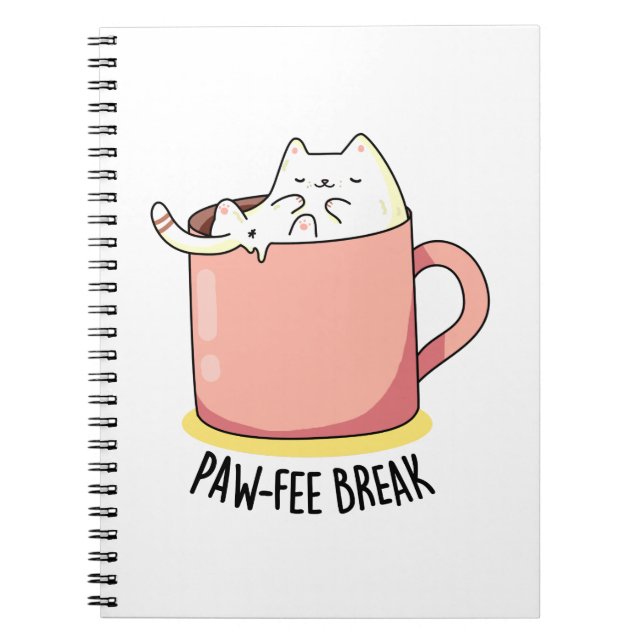Carnet Pause café drôle Kitty chat dans un mug café jeu d (Devant)