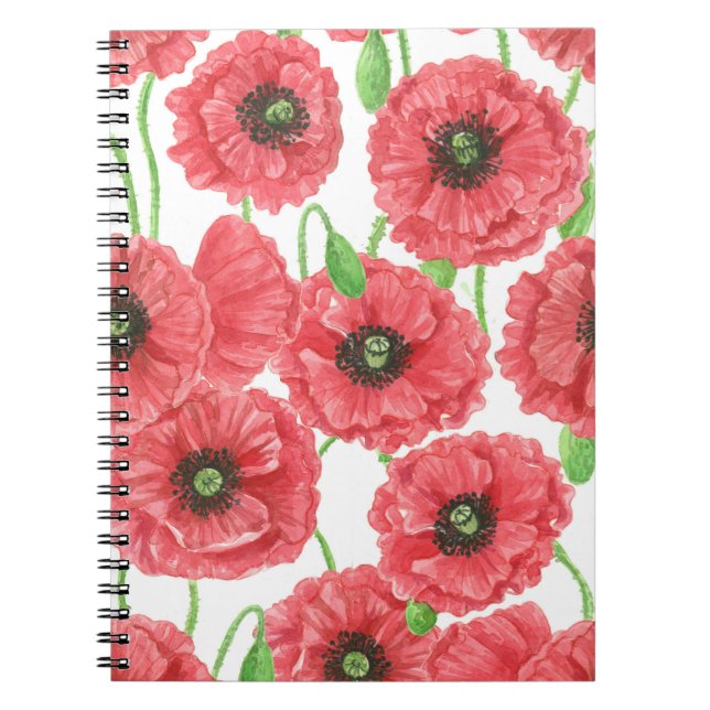 Carnet Pavot aquarelle motif floral (Devant)
