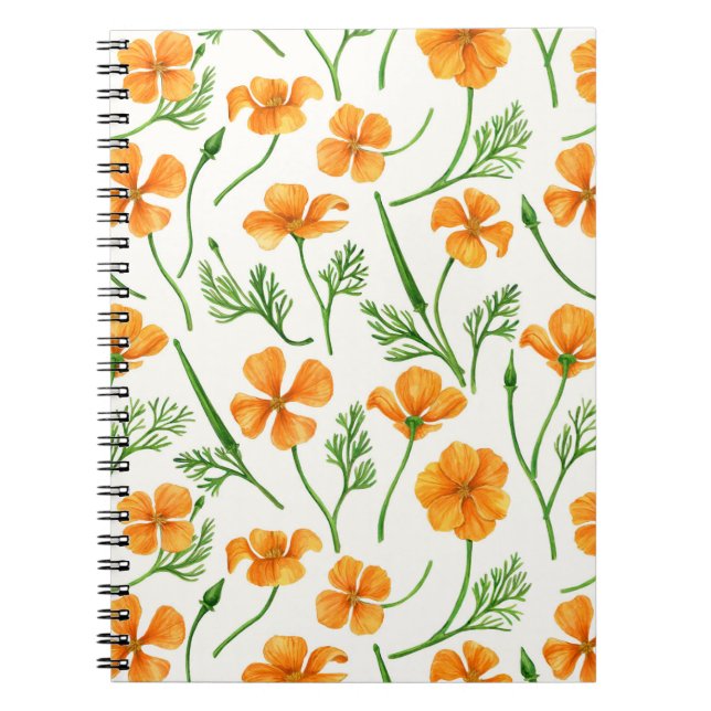 Carnet Pavot de Californie, fleurs d'été, orange wil (Devant)
