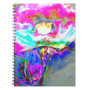 Carnet Pavot rose Abstrait, aquarelle peinture florale