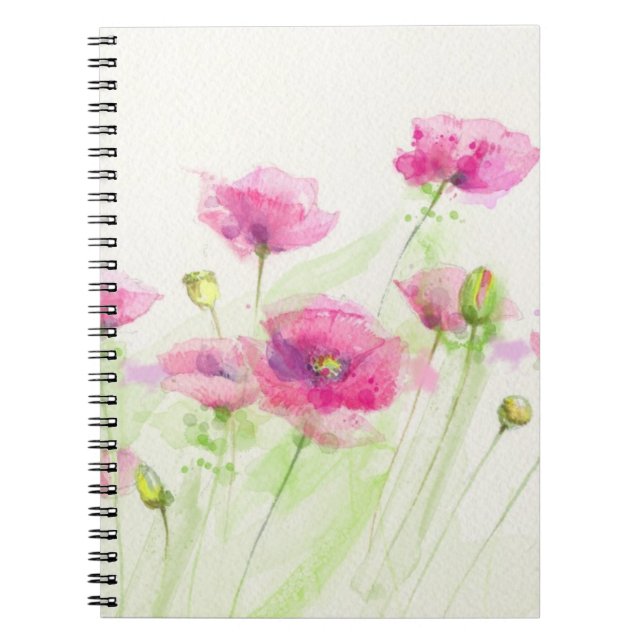 Carnet Pavots peints 3 d'aquarelle (Devant)
