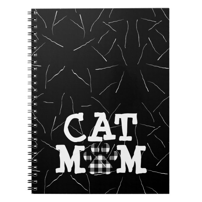 Carnet Pawprint maman chat avec poils de chat (Devant)