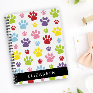 Carnet Paws Colorés, Motif Paw, Paws Chiens, Votre Nom