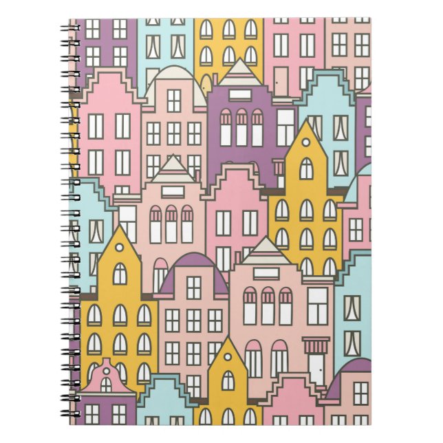 Carnet Pays-Bas maisons ensemble main dessiné sans coutur (Devant)