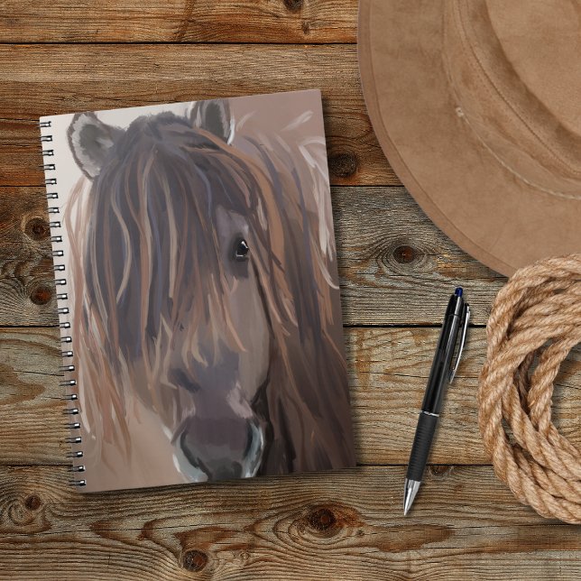 Carnet Pays Western Cheval Brown avec des cheveux bruyant (Créateur téléchargé)