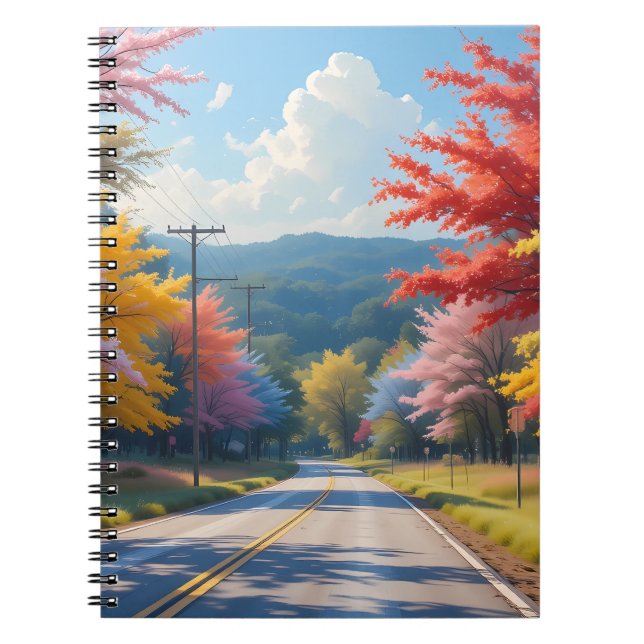 Carnet Paysage à l'aquarelle de route de campagne automna (Devant)