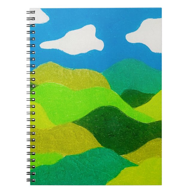 Carnet Paysage Abstrait Crayon de Couleur Ciel Bleu (Devant)