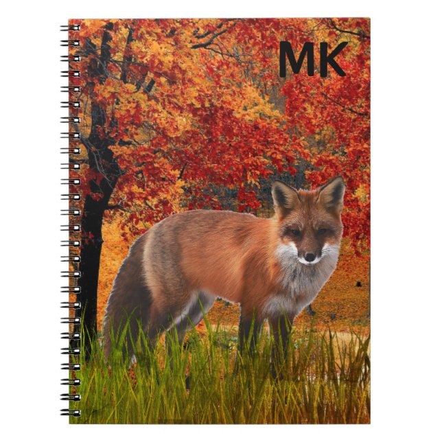 Carnet Paysage d'automne avec monogramme au renard rouge  (Devant)