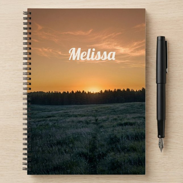 Carnet Paysage de coucher de soleil Nom personnalisé (Créateur téléchargé)