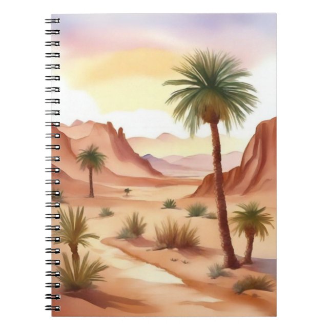 Carnet Paysage de désert avec des palmiers dattiers (Devant)
