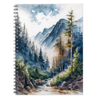 Carnet Paysage de la forêt de montagne Aquarelle